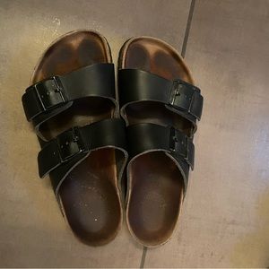 Black Leather Women's Sandals